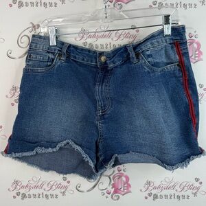 Mystyle shorts Jean stripes side Dark Blue Denim Shorts with Red Side Stripe